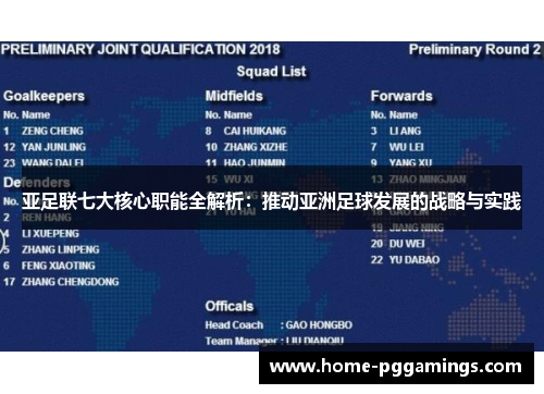 亚足联七大核心职能全解析：推动亚洲足球发展的战略与实践