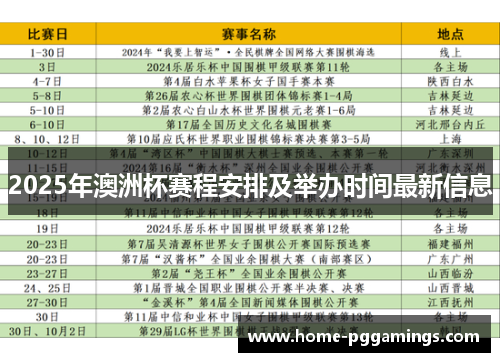 2025年澳洲杯赛程安排及举办时间最新信息 2025年澳洲杯赛程安排及举办时间最新信息